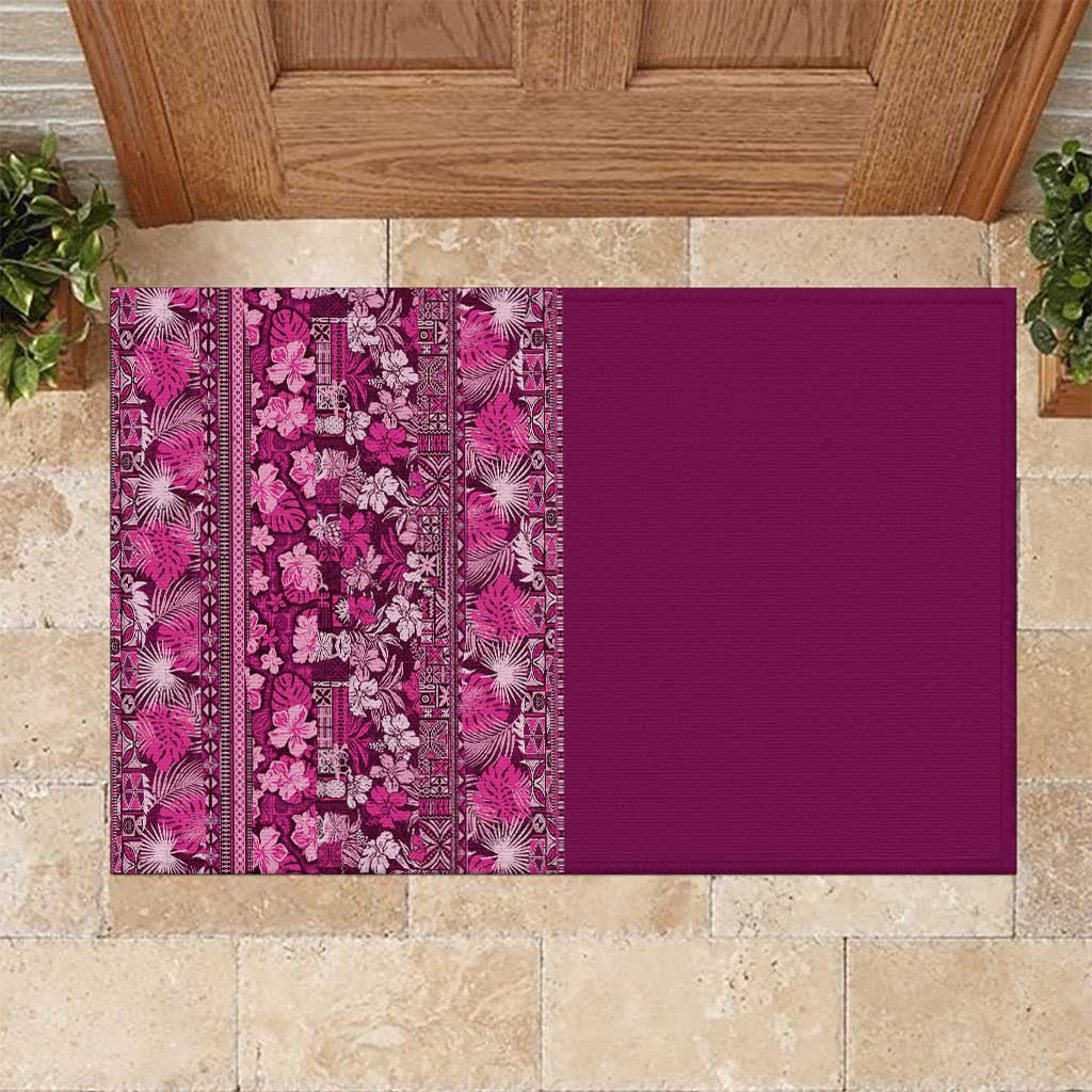 Hawaiian Tribal Elements Hibiscus Rubber Doormat Pink Pattern LT9 Pink - Polynesian Pride
