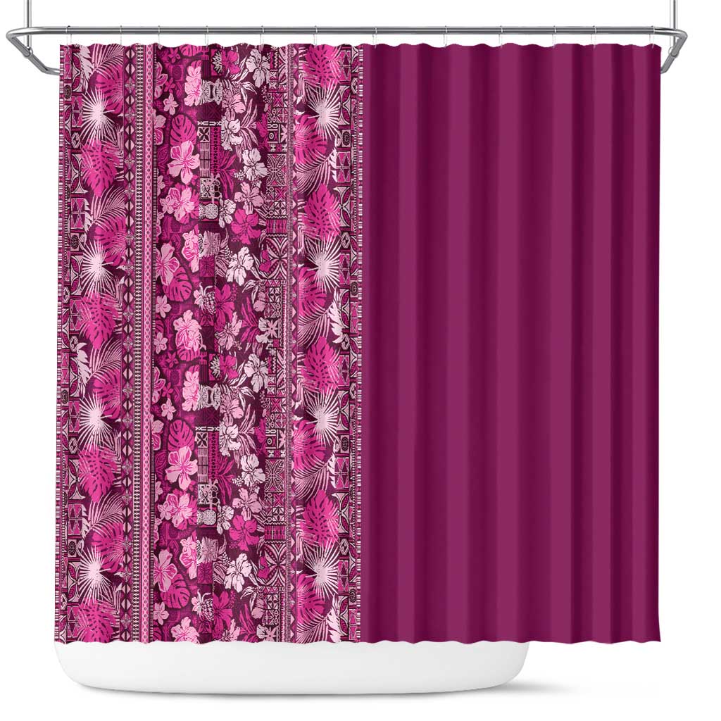 Hawaiian Tribal Elements Hibiscus Shower Curtain Pink Pattern LT9 Pink - Polynesian Pride