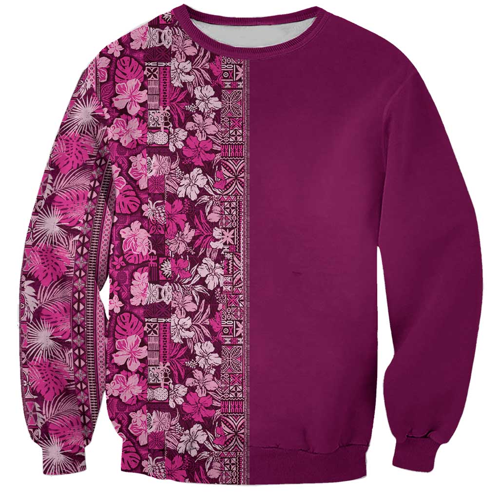 Hawaiian Tribal Elements Hibiscus Sweatshirt Pink Pattern - Polynesian Pride