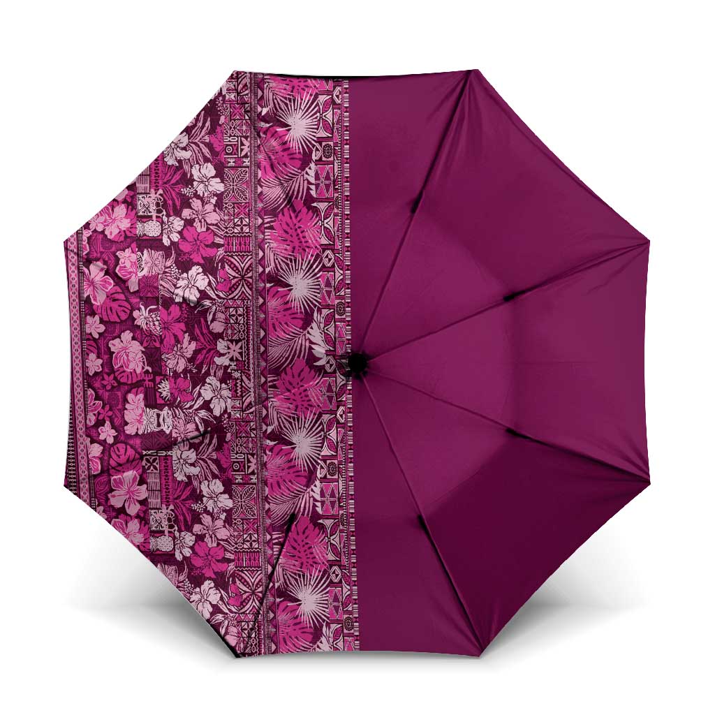 Hawaiian Tribal Elements Hibiscus Umbrella Pink Pattern - Polynesian Pride