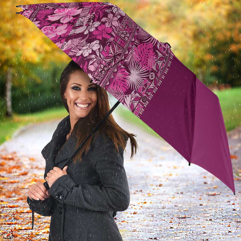 Hawaiian Tribal Elements Hibiscus Umbrella Pink Pattern - Polynesian Pride