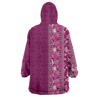 Hawaiian Tribal Elements Hibiscus Wearable Blanket Hoodie Pink Pattern LT9 - Polynesian Pride