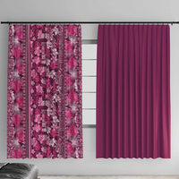 Hawaiian Tribal Elements Hibiscus Window Curtain Pink Pattern - Polynesian Pride