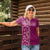 Hawaiian Tribal Elements Hibiscus Women Polo Shirt Pink Pattern - Polynesian Pride
