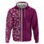 Hawaiian Tribal Elements Hibiscus Zip Hoodie Pink Pattern - Polynesian Pride
