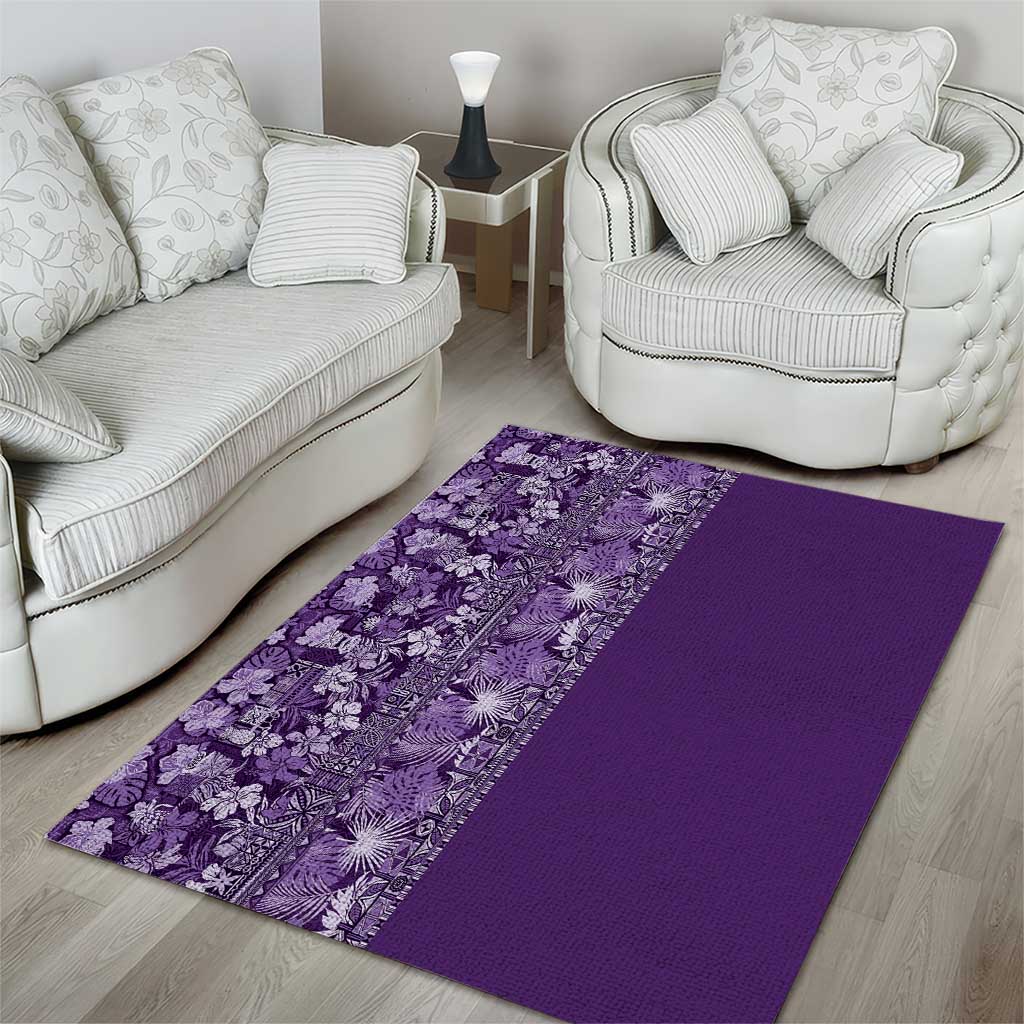 Hawaiian Tribal Elements Hibiscus Area Rug Purple Pattern - Polynesian Pride