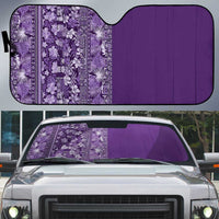 Hawaiian Tribal Elements Hibiscus Auto Sun Shade Purple Pattern - Polynesian Pride