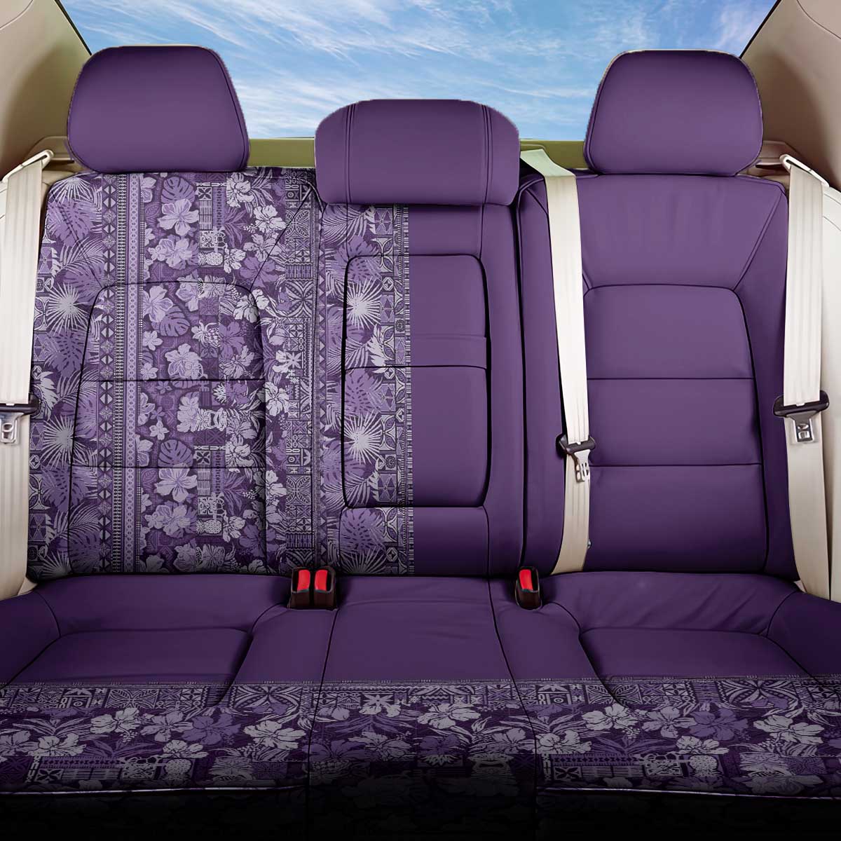Hawaiian Tribal Elements Hibiscus Back Car Seat Cover Purple Pattern LT9 One Size Purple - Polynesian Pride