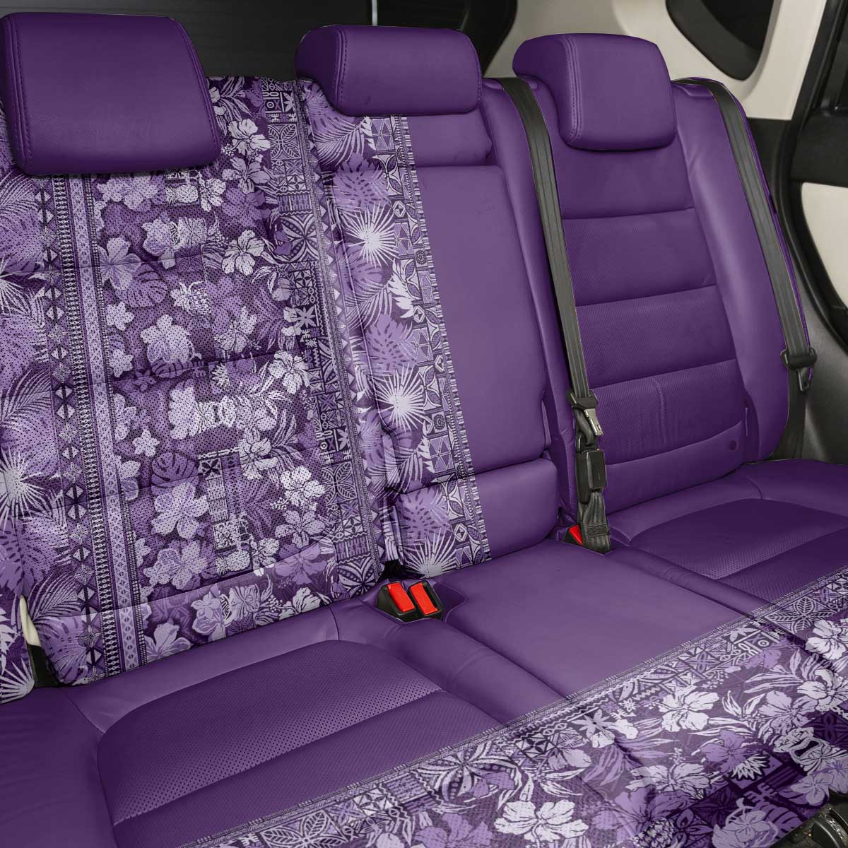 Hawaiian Tribal Elements Hibiscus Back Car Seat Cover Purple Pattern LT9 - Polynesian Pride