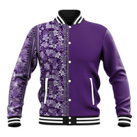 Hawaiian Tribal Elements Hibiscus Baseball Jacket Purple Pattern - Polynesian Pride