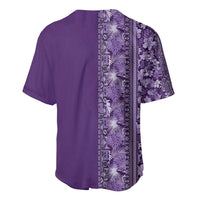Hawaiian Tribal Elements Hibiscus Baseball Jersey Purple Pattern - Polynesian Pride