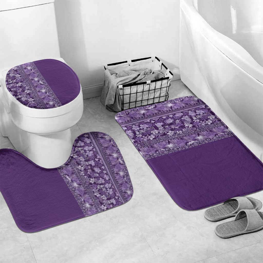 Hawaiian Tribal Elements Hibiscus Bathroom Set Purple Pattern - Polynesian Pride