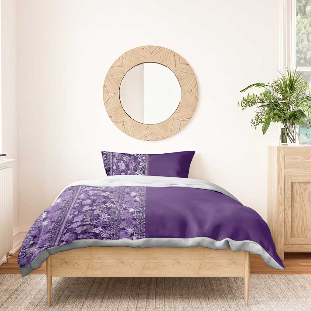 Hawaiian Tribal Elements Hibiscus Bedding Set Purple Pattern - Polynesian Pride