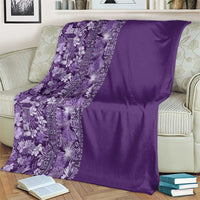 Hawaiian Tribal Elements Hibiscus Blanket Purple Pattern - Polynesian Pride