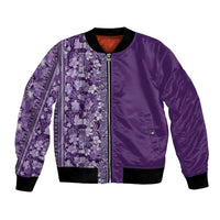 Hawaiian Tribal Elements Hibiscus Bomber Jacket Purple Pattern - Polynesian Pride
