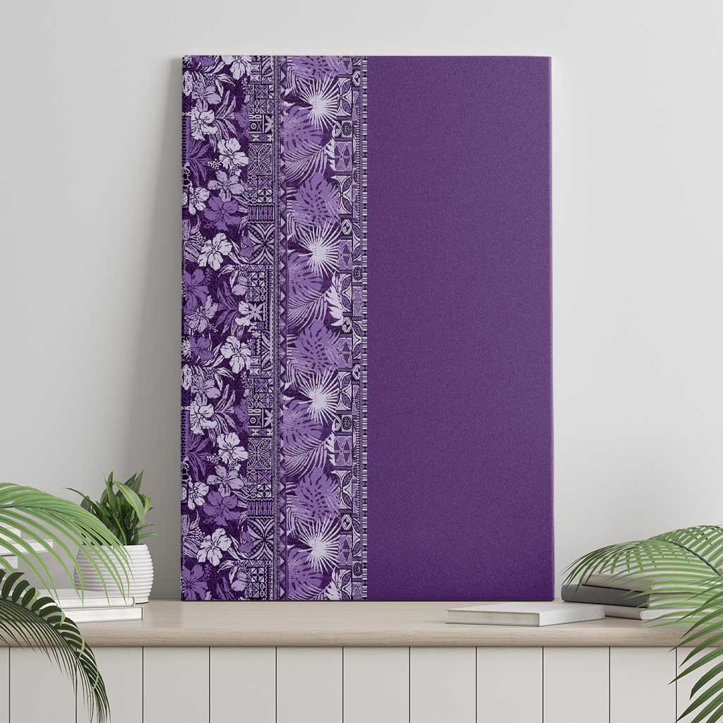Hawaiian Tribal Elements Hibiscus Canvas Wall Art Purple Pattern - Polynesian Pride