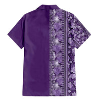 Hawaiian Tribal Elements Hibiscus Family Matching Mermaid Dress and Hawaiian Shirt Purple Pattern - Polynesian Pride