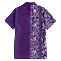 Hawaiian Tribal Elements Hibiscus Family Matching Puletasi and Hawaiian Shirt Purple Pattern - Polynesian Pride