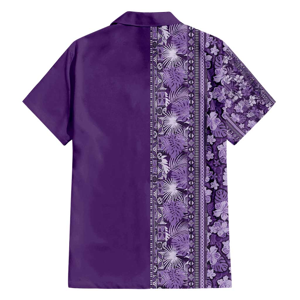 Hawaiian Tribal Elements Hibiscus Family Matching Tank Maxi Dress and Hawaiian Shirt Purple Pattern - Polynesian Pride