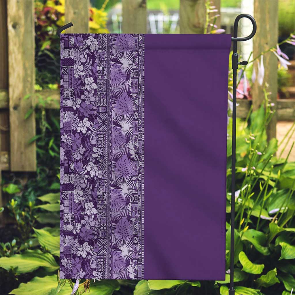 Hawaiian Tribal Elements Hibiscus Garden Flag Purple Pattern - Polynesian Pride