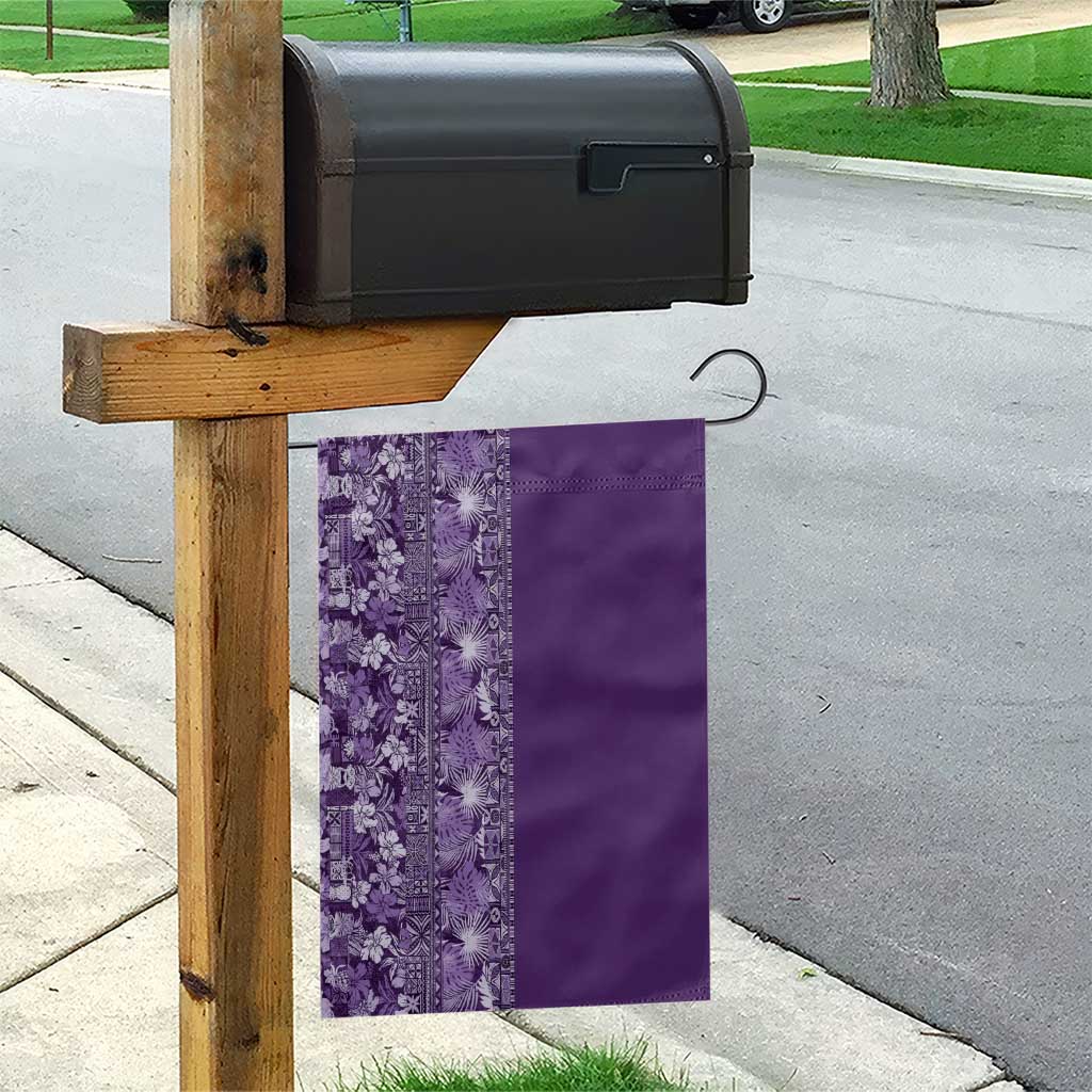 Hawaiian Tribal Elements Hibiscus Garden Flag Purple Pattern - Polynesian Pride