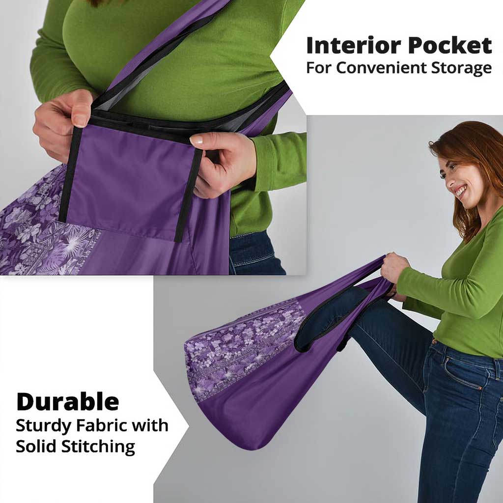 Hawaiian Tribal Elements Hibiscus Grocery Bag Purple Pattern - Polynesian Pride