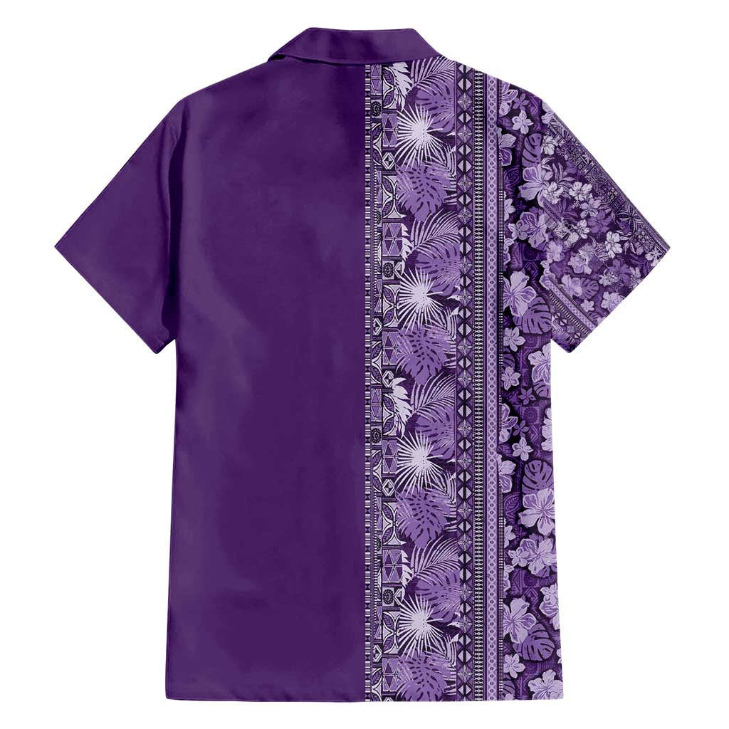 Hawaiian Tribal Elements Hibiscus Hawaiian Shirt Purple Pattern - Polynesian Pride