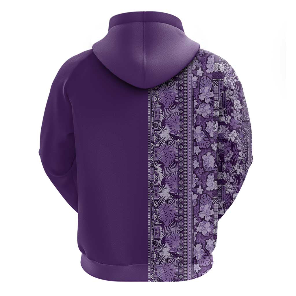 Hawaiian Tribal Elements Hibiscus Hoodie Purple Pattern - Polynesian Pride