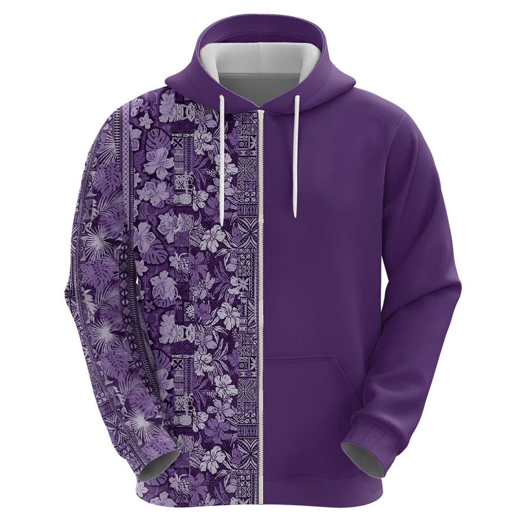 Hawaiian Tribal Elements Hibiscus Hoodie Purple Pattern - Polynesian Pride