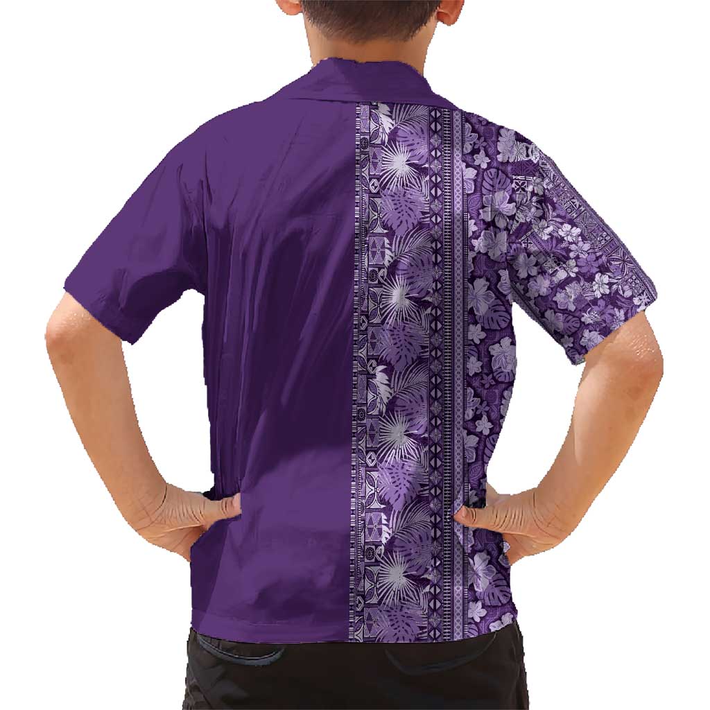 Hawaiian Tribal Elements Hibiscus Kid Hawaiian Shirt Purple Pattern - Polynesian Pride