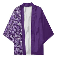 Hawaiian Tribal Elements Hibiscus Kimono Purple Pattern - Polynesian Pride