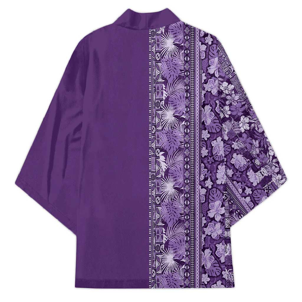 Hawaiian Tribal Elements Hibiscus Kimono Purple Pattern - Polynesian Pride