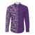 Hawaiian Tribal Elements Hibiscus Long Sleeve Button Shirt Purple Pattern - Polynesian Pride