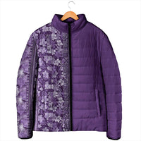 Hawaiian Tribal Elements Hibiscus Padded Jacket Purple Pattern - Polynesian Pride