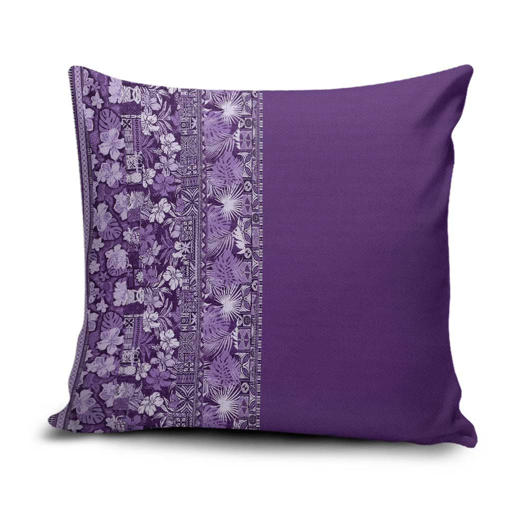 Hawaiian Tribal Elements Hibiscus Pillow Cover Purple Pattern - Polynesian Pride