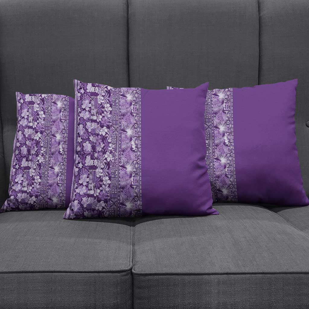 Hawaiian Tribal Elements Hibiscus Pillow Cover Purple Pattern - Polynesian Pride