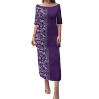 Hawaiian Tribal Elements Hibiscus Puletasi Purple Pattern - Polynesian Pride