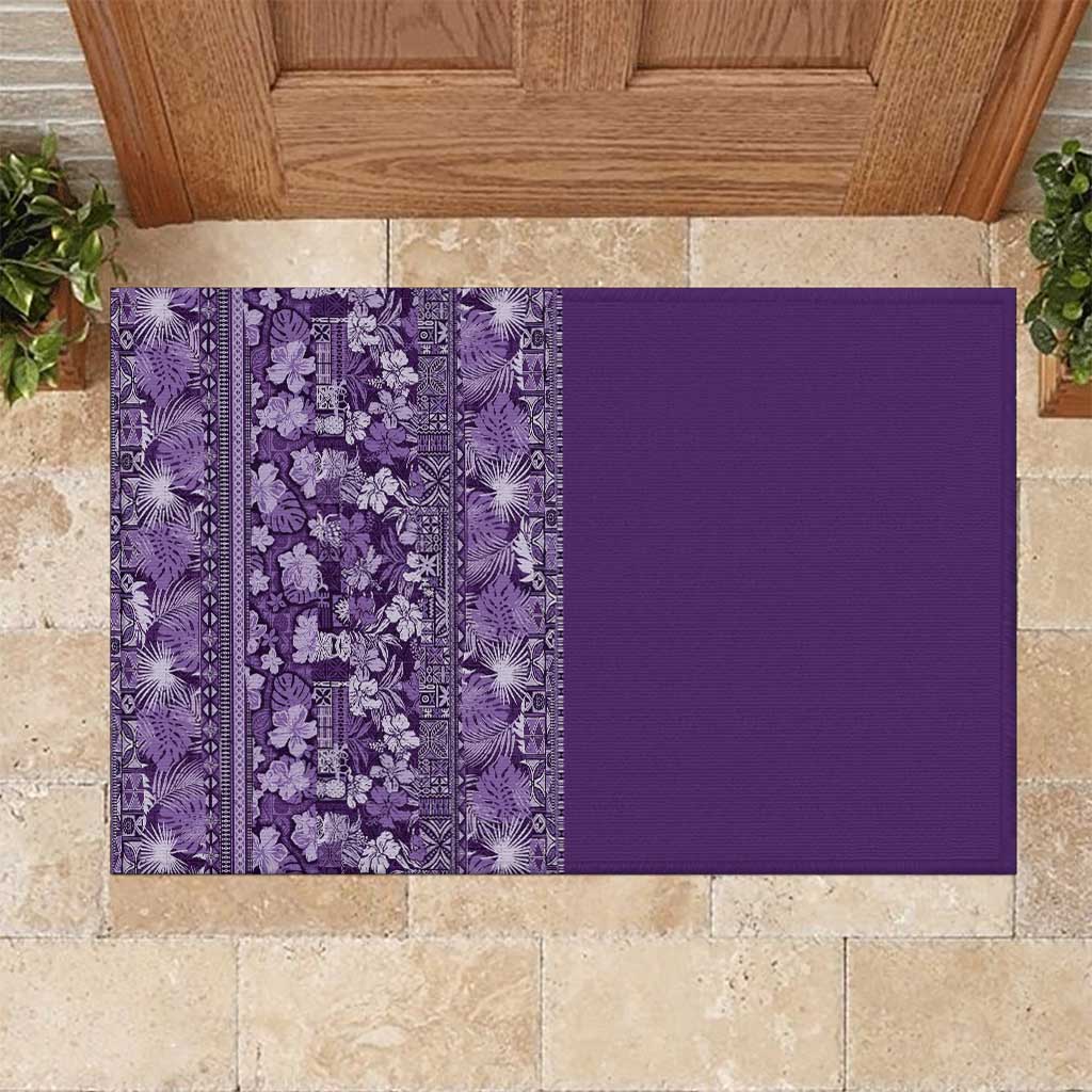 Hawaiian Tribal Elements Hibiscus Rubber Doormat Purple Pattern LT9 Purple - Polynesian Pride