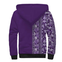 Hawaiian Tribal Elements Hibiscus Sherpa Hoodie Purple Pattern - Polynesian Pride
