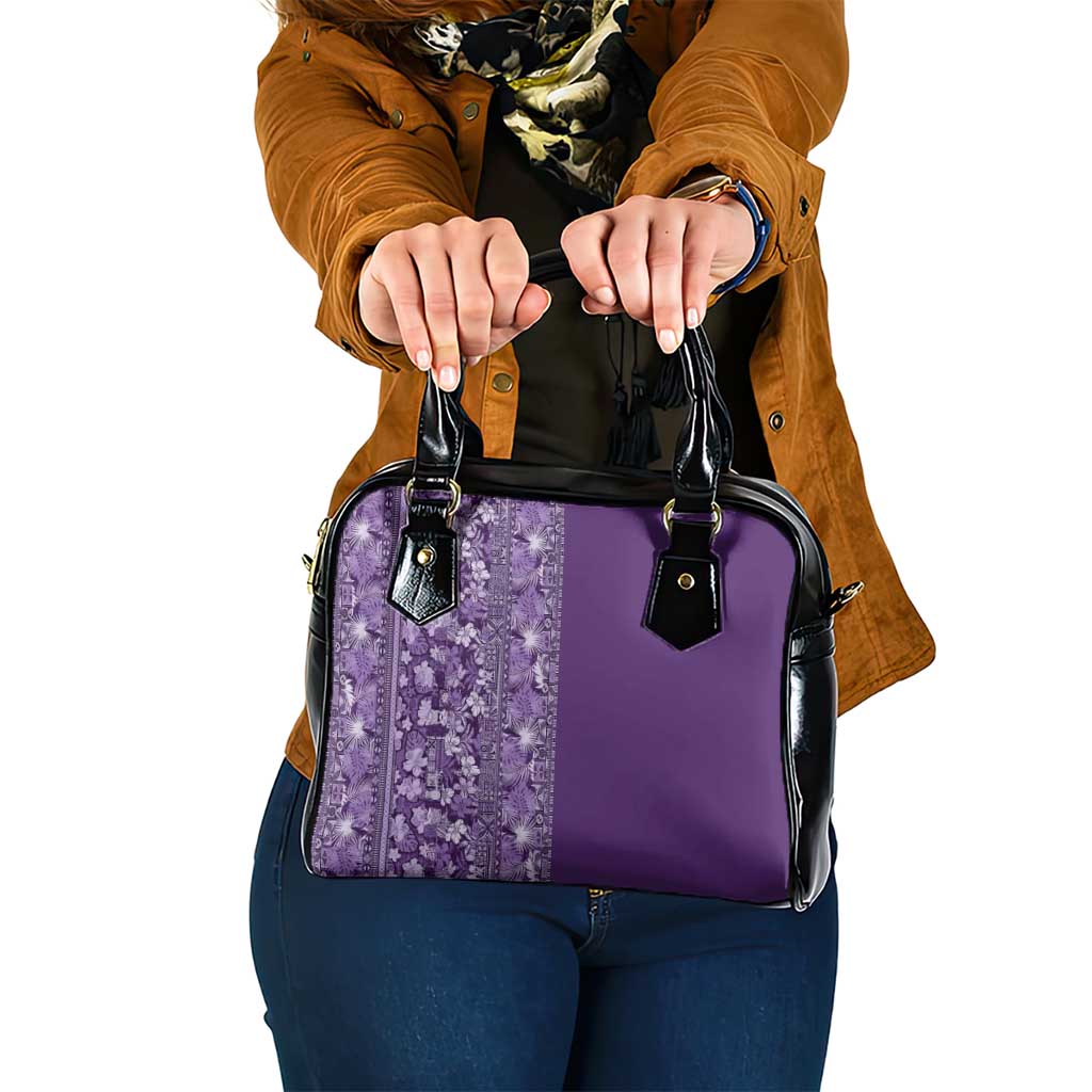 Hawaiian Tribal Elements Hibiscus Shoulder Handbag Purple Pattern LT9 One Size Purple - Polynesian Pride