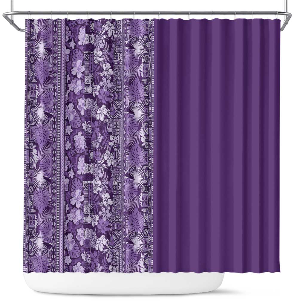 Hawaiian Tribal Elements Hibiscus Shower Curtain Purple Pattern LT9 Purple - Polynesian Pride
