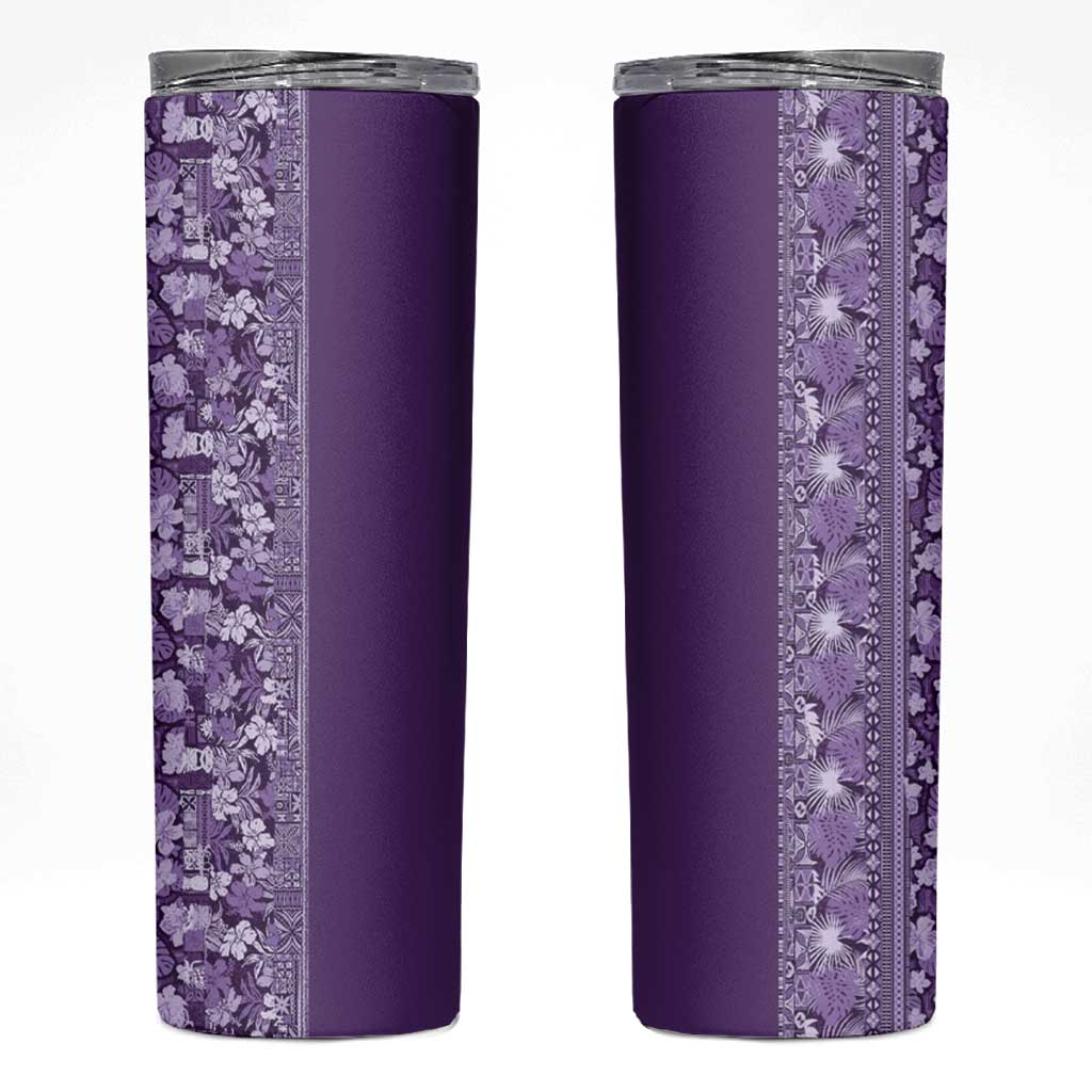Hawaiian Tribal Elements Hibiscus Skinny Tumbler Purple Pattern - Polynesian Pride