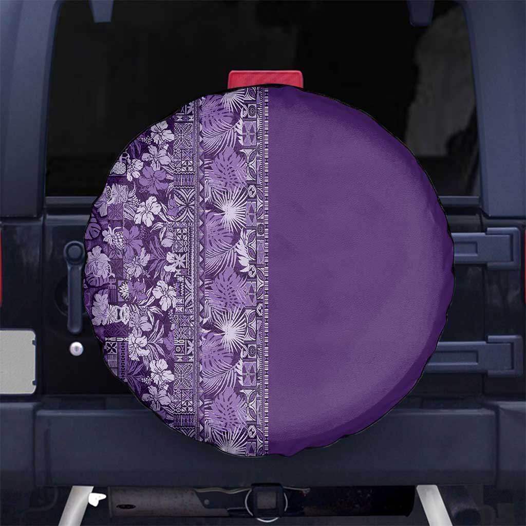 Hawaiian Tribal Elements Hibiscus Spare Tire Cover Purple Pattern - Polynesian Pride