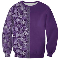 Hawaiian Tribal Elements Hibiscus Sweatshirt Purple Pattern - Polynesian Pride