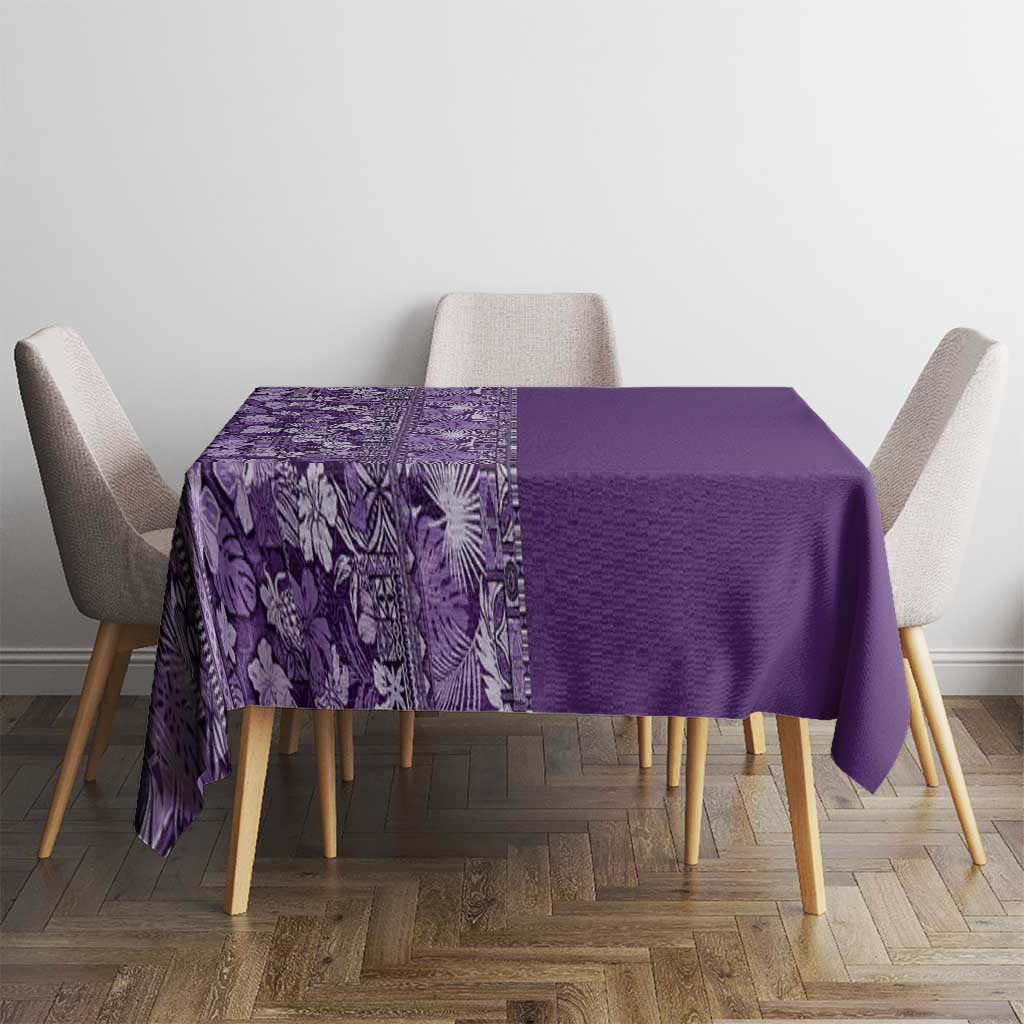 Hawaiian Tribal Elements Hibiscus Tablecloth Purple Pattern - Polynesian Pride