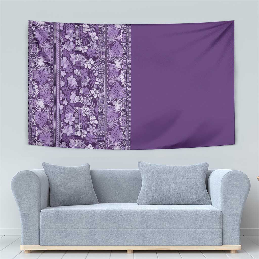 Hawaiian Tribal Elements Hibiscus Tapestry Purple Pattern - Polynesian Pride