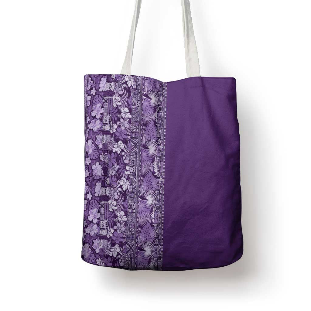 Hawaiian Tribal Elements Hibiscus Tote Bag Purple Pattern - Polynesian Pride