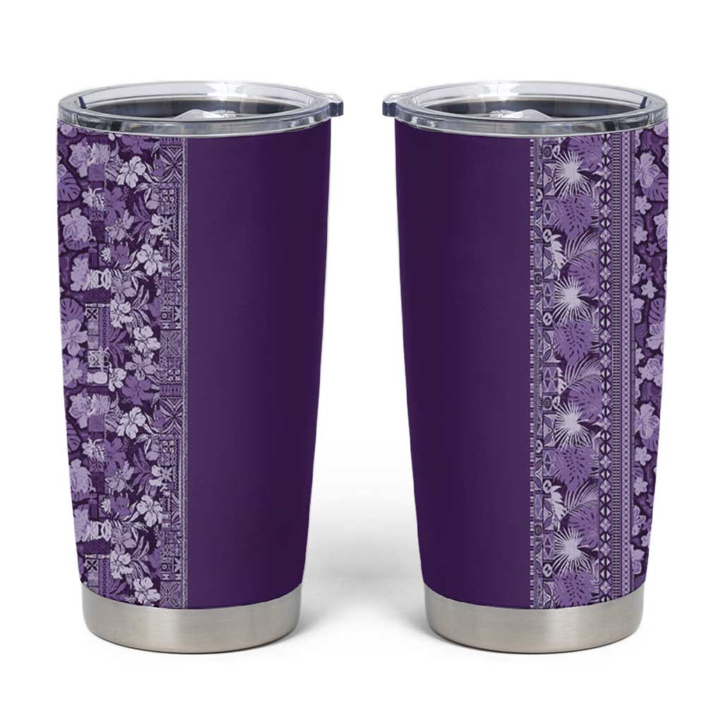 Hawaiian Tribal Elements Hibiscus Tumbler Cup Purple Pattern - Polynesian Pride