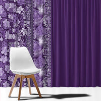 Hawaiian Tribal Elements Hibiscus Window Curtain Purple Pattern - Polynesian Pride