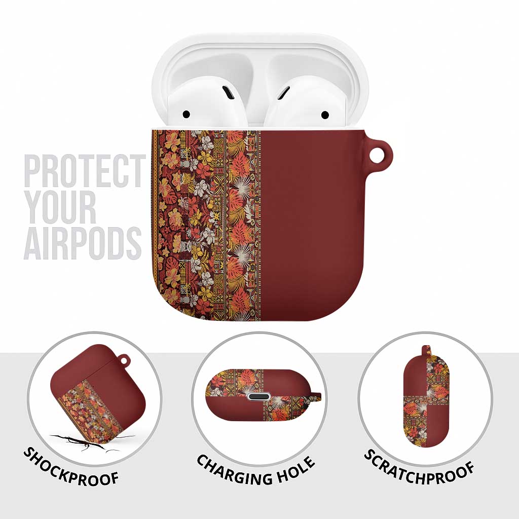 Hawaiian Tribal Elements Hibiscus AirPods Case Red Pattern - Polynesian Pride